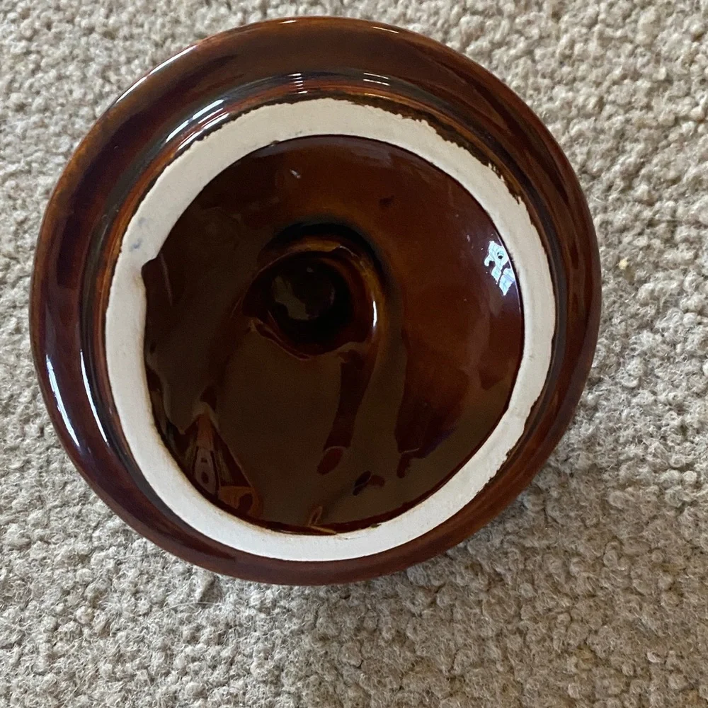 Brown Ceramic Soup Crock with Lid and Handle